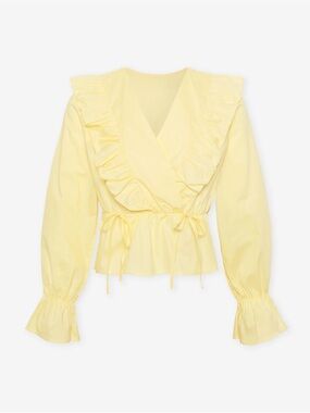 These Three Boutique Poplin Ruffle Top Yellow Large